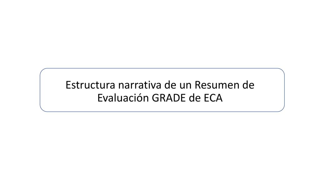 Estructura narrativa de un Resumen de Evaluación GRADE de ECA