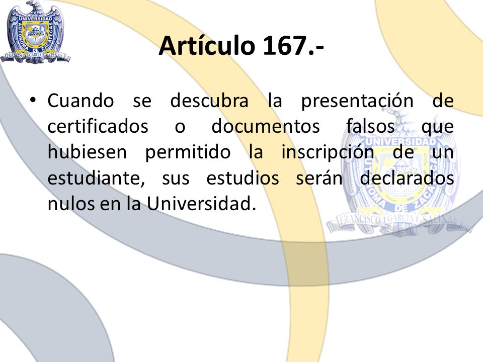 Artículo 167.-