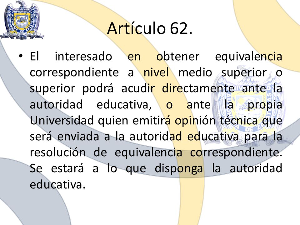 Artículo 62.