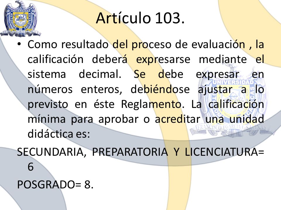 Artículo 103.