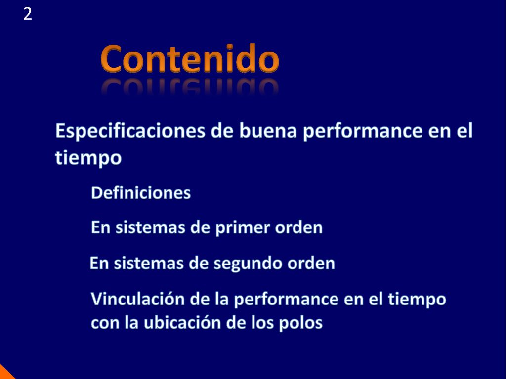 Contenido Especificaciones de buena performance en el tiempo 2