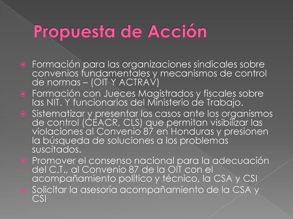 Propuesta de Acción Formación para las organizaciones sindicales sobre convenios fundamentales y mecanismos de control de normas – (OIT Y ACTRAV)