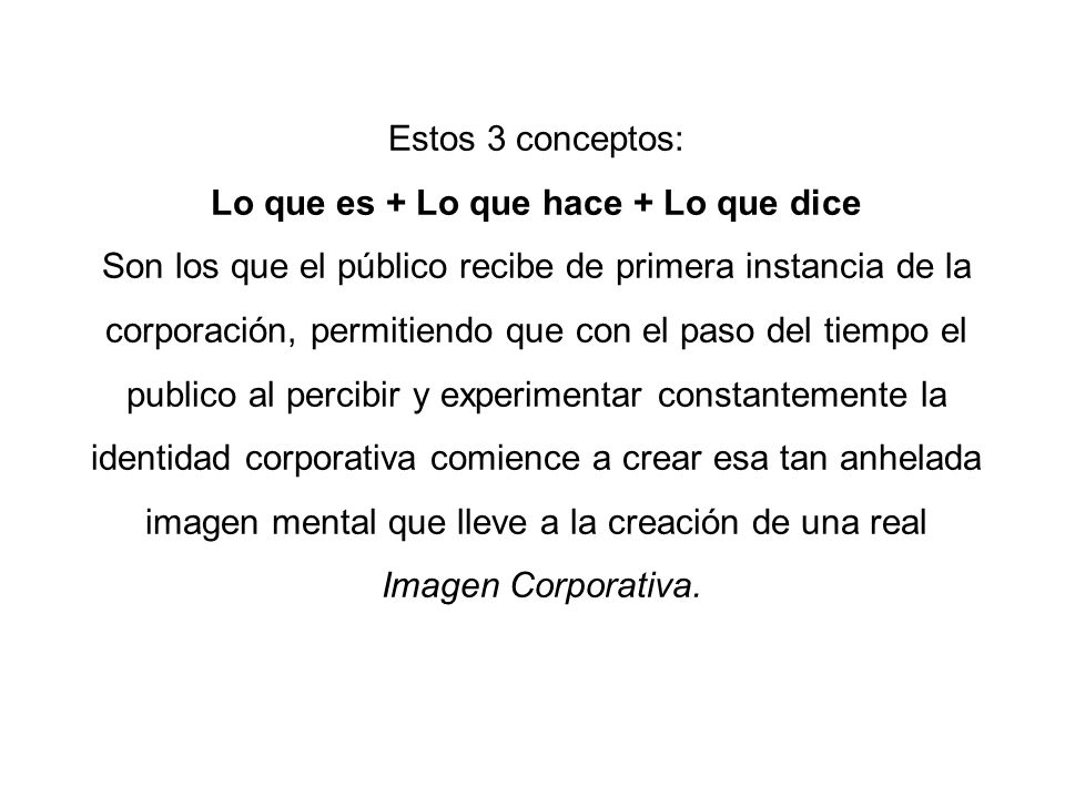 Lo que es + Lo que hace + Lo que dice