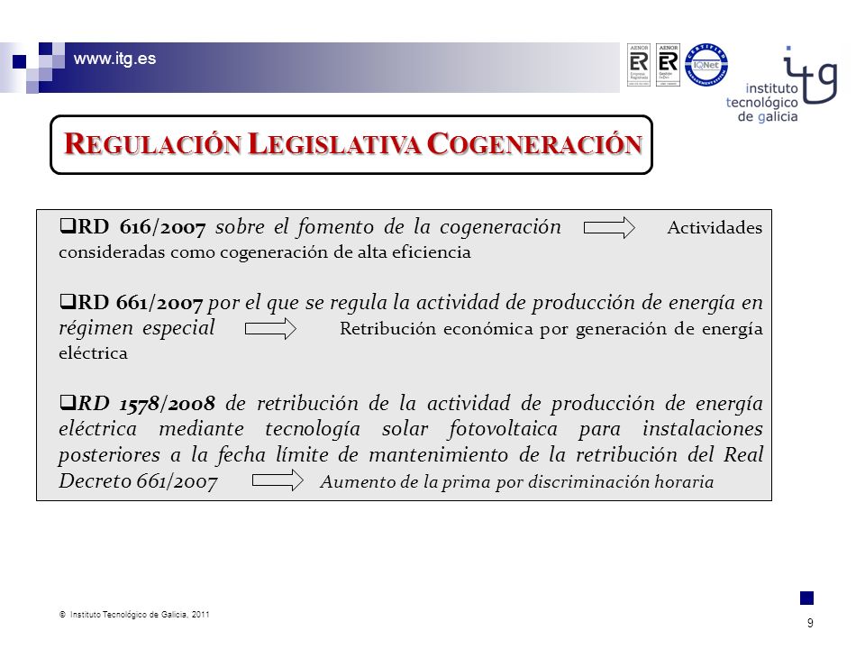 Regulación Legislativa Cogeneración