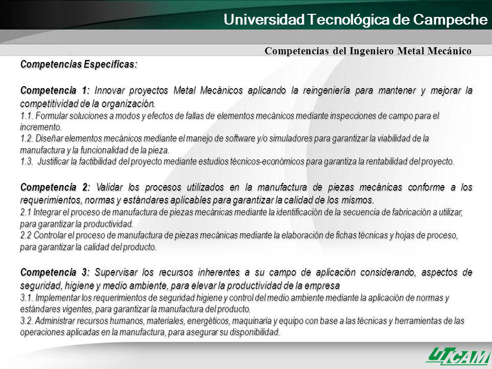 Competencias del Ingeniero Metal Mecánico