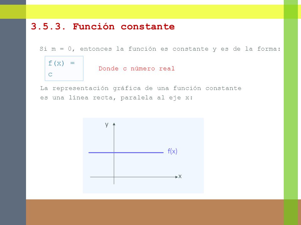 Función constante f(x) = c y f(x) x