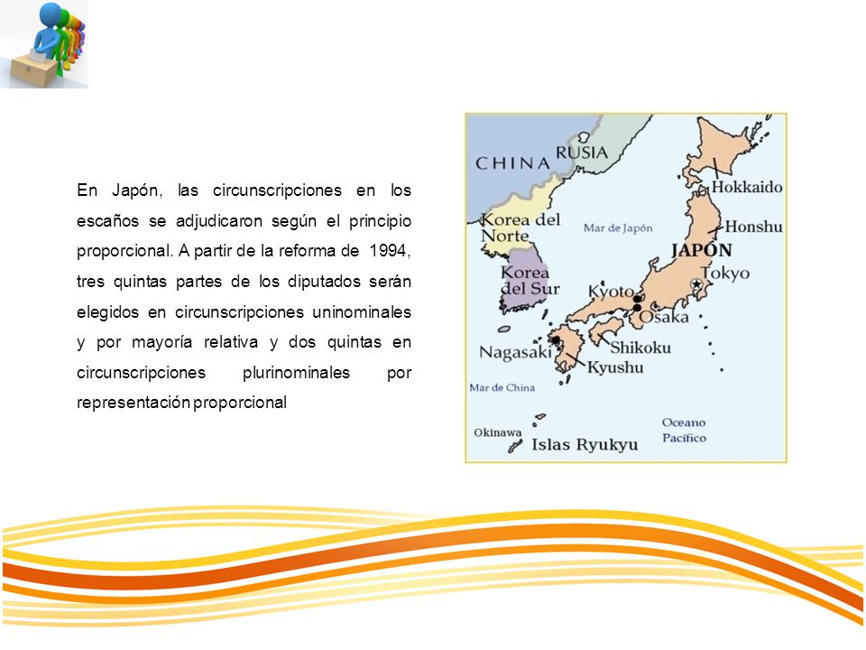 En Japón, las circunscripciones en los escaños se adjudicaron según el principio proporcional.