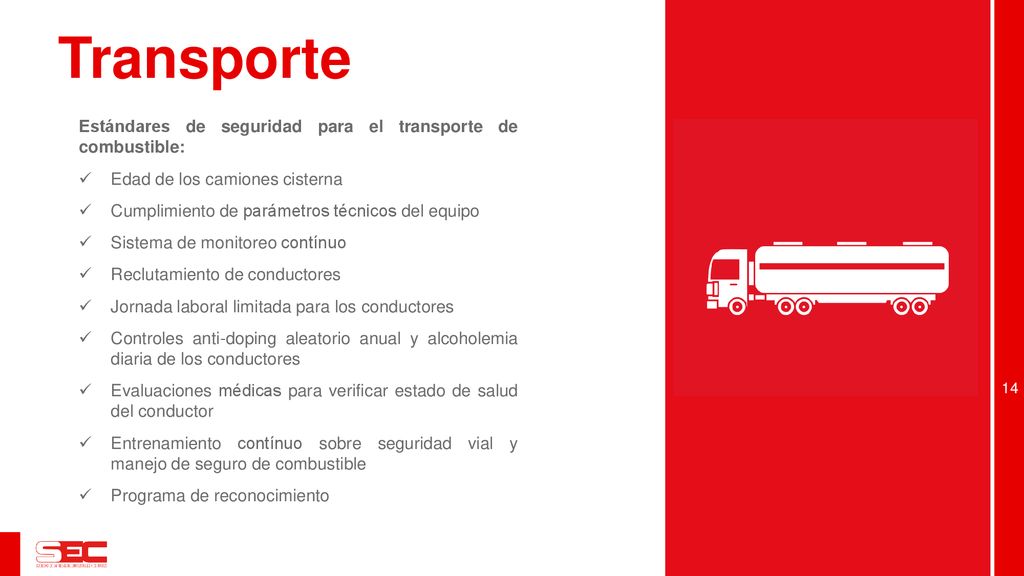 Transporte Estándares de seguridad para el transporte de combustible: