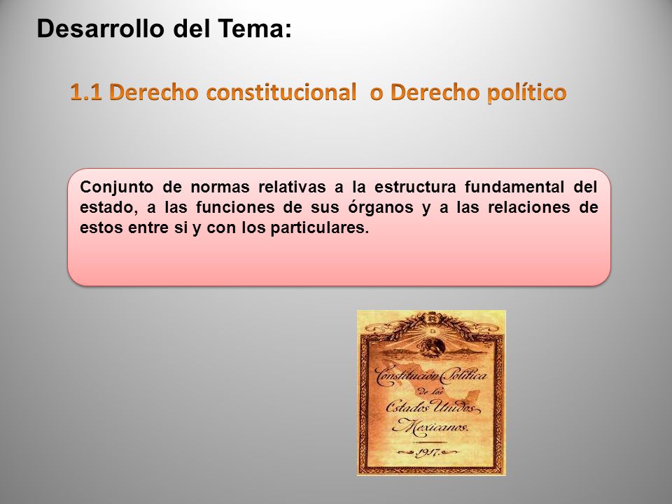 1.1 Derecho constitucional o Derecho político