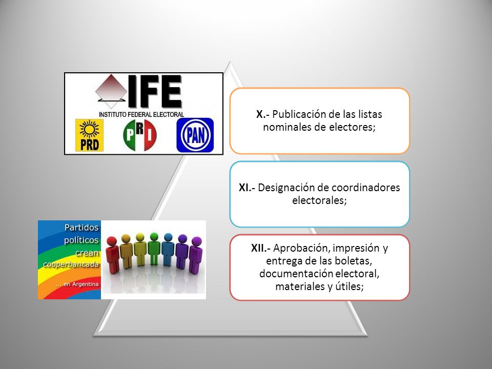 X.- Publicación de las listas nominales de electores;