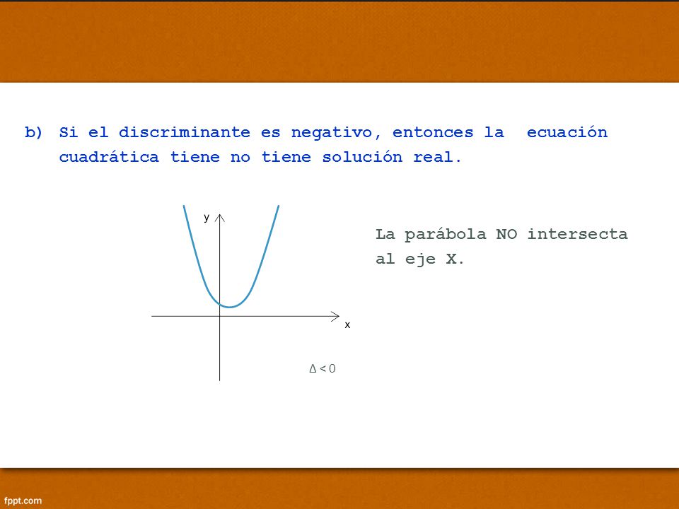 La parábola NO intersecta al eje X.