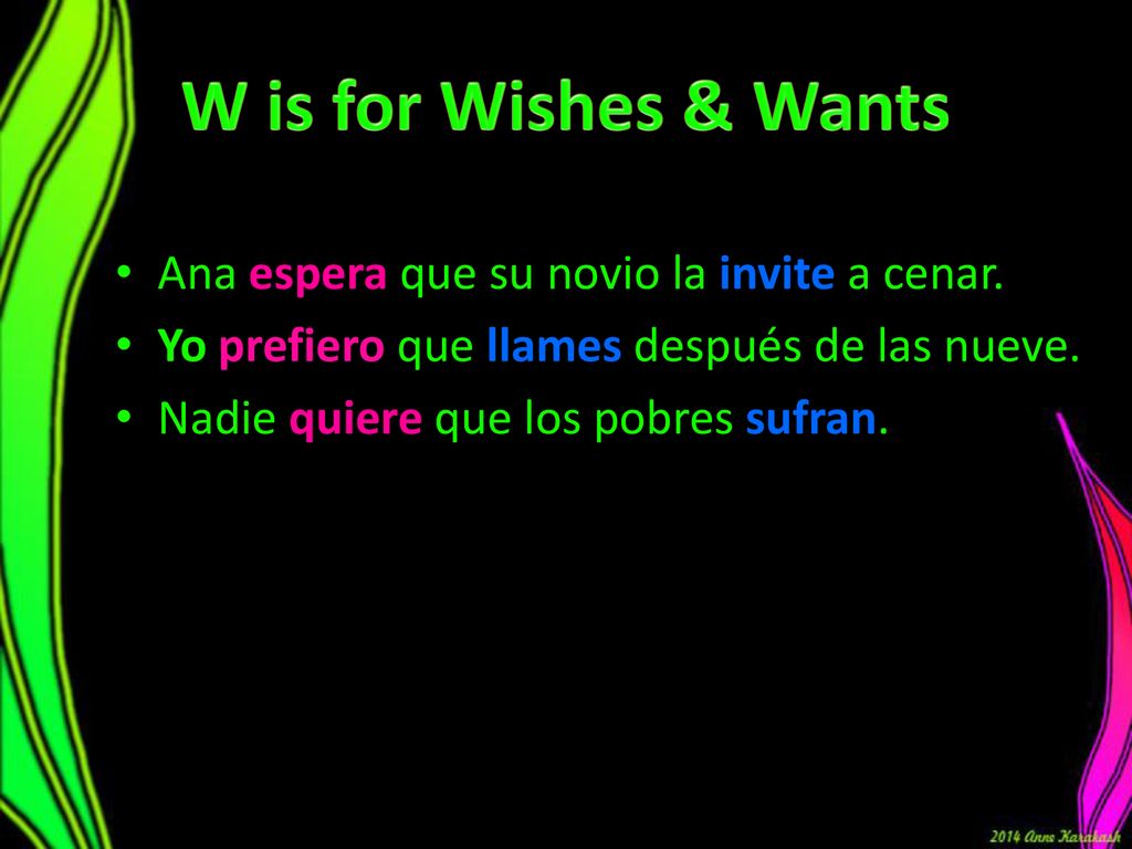 W is for Wishes & Wants Ana espera que su novio la invite a cenar.