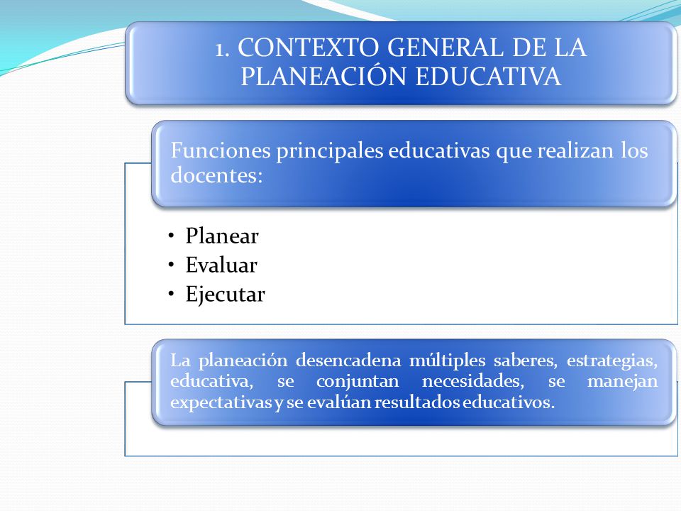 1. CONTEXTO GENERAL DE LA PLANEACIÓN EDUCATIVA