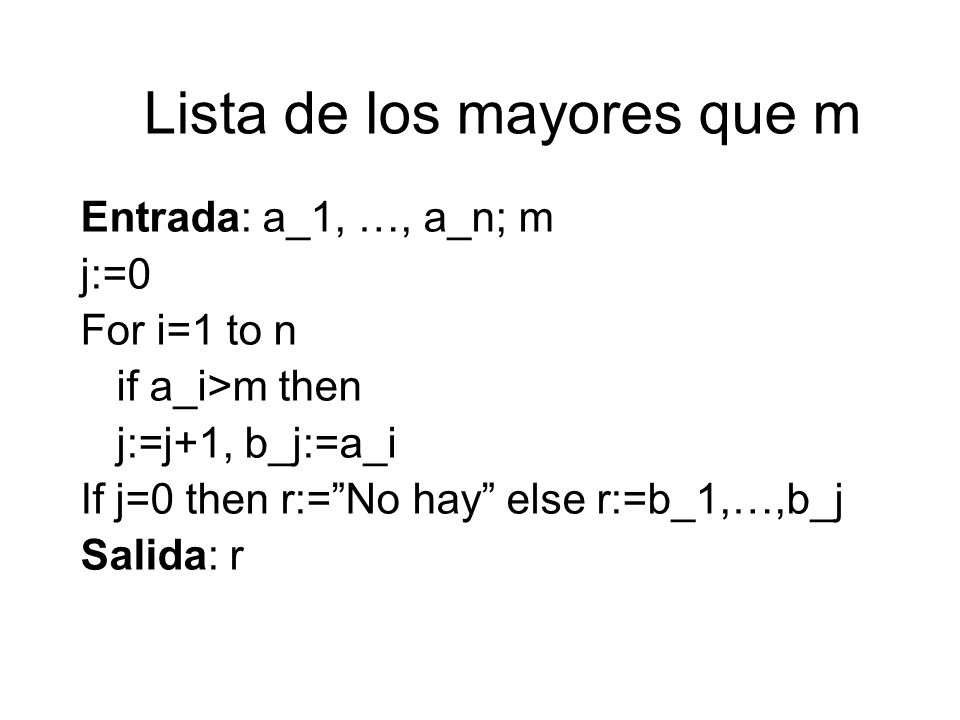 Lista de los mayores que m