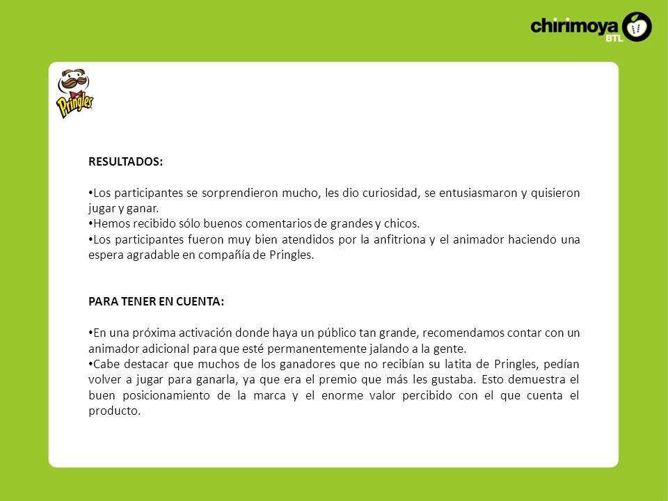RESULTADOS: Los participantes se sorprendieron mucho, les dio curiosidad, se entusiasmaron y quisieron jugar y ganar.