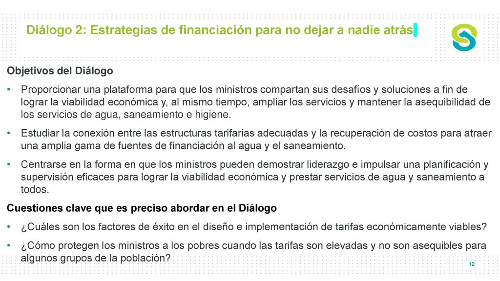 Diálogo 2: Estrategias de financiación para no dejar a nadie atrás