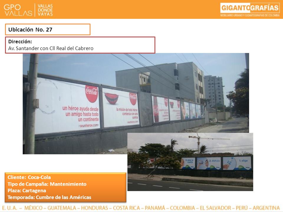 Ubicación No. 27 Dirección: Av. Santander con Cll Real del Cabrero