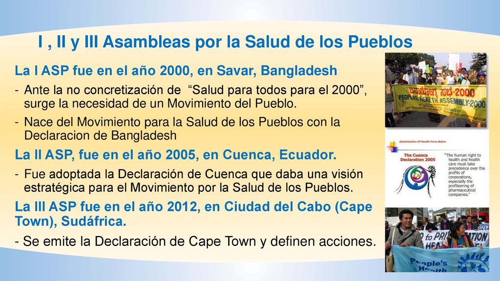 I , II y III Asambleas por la Salud de los Pueblos