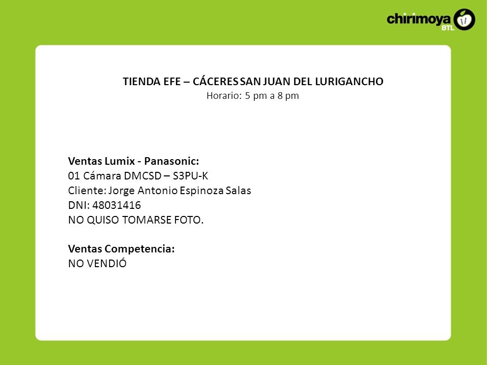 TIENDA EFE – CÁCERES SAN JUAN DEL LURIGANCHO