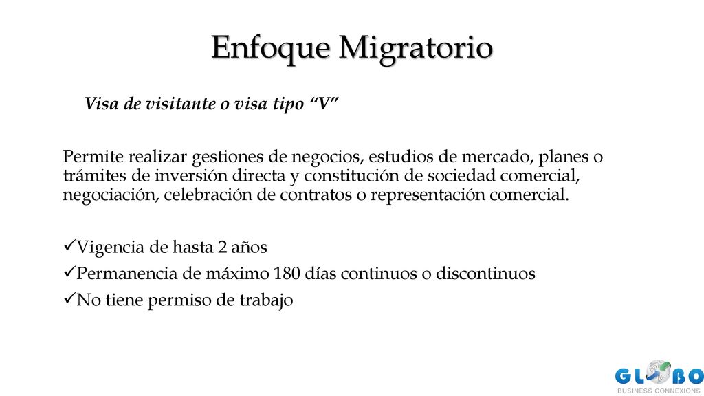 Enfoque Migratorio Visa de visitante o visa tipo V