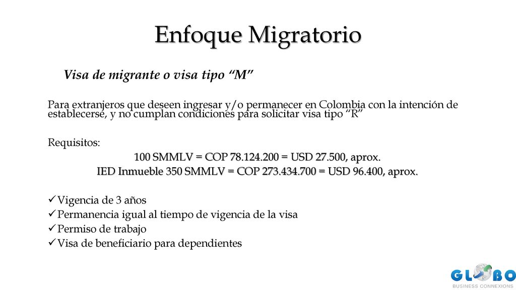 IED Inmueble 350 SMMLV = COP = USD , aprox.