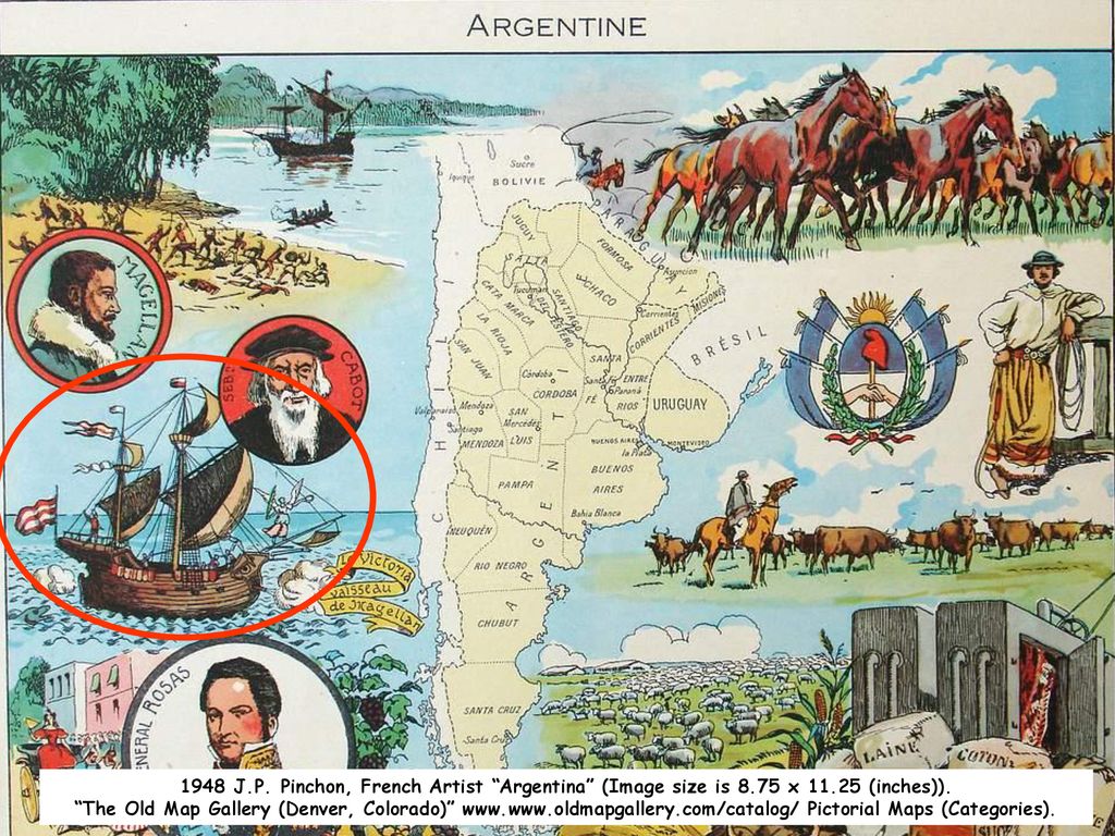 1948 J.P. Pinchon, French Artist Argentina (Image size is 8.75 x (inches)).