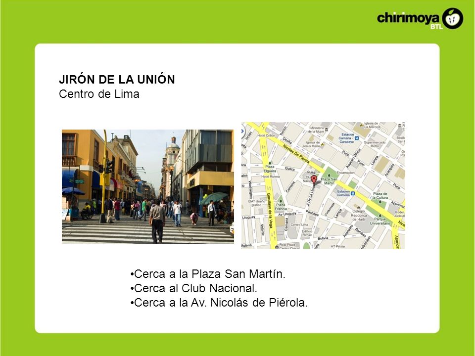 JIRÓN DE LA UNIÓN Centro de Lima. Cerca a la Plaza San Martín.