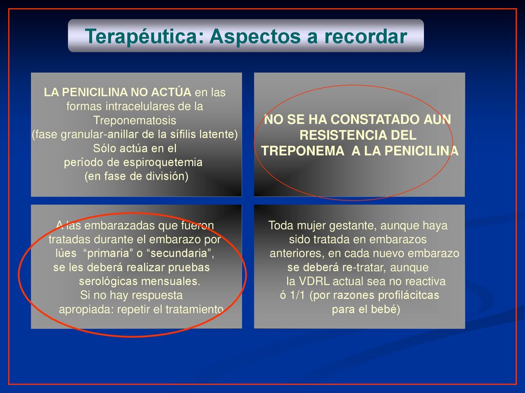 Terapéutica: Aspectos a recordar TREPONEMA A LA PENICILINA
