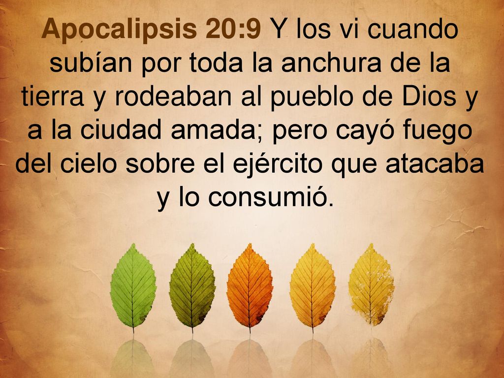 Apocalipsis 20:9 Y los vi cuando subían por toda la anchura de la tierra y rodeaban al pueblo de Dios y a la ciudad amada; pero cayó fuego del cielo sobre el ejército que atacaba y lo consumió.
