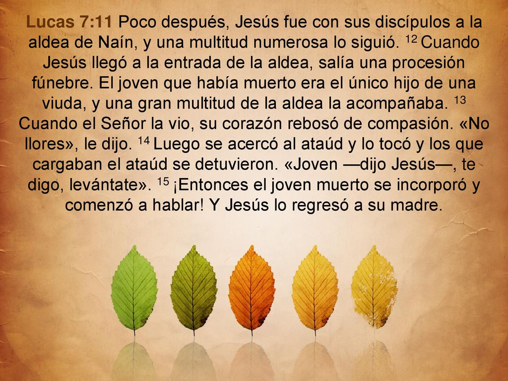Lucas 7:11 Poco después, Jesús fue con sus discípulos a la aldea de Naín, y una multitud numerosa lo siguió.