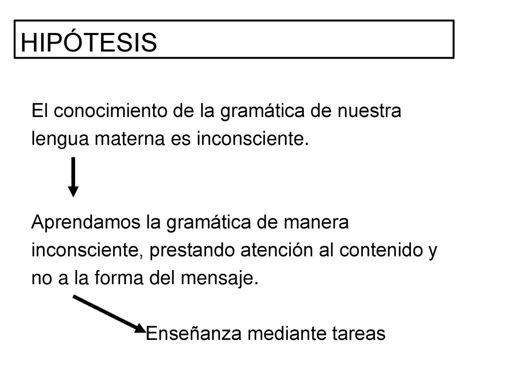 HIPÓTESIS El conocimiento de la gramática de nuestra lengua materna es inconsciente.
