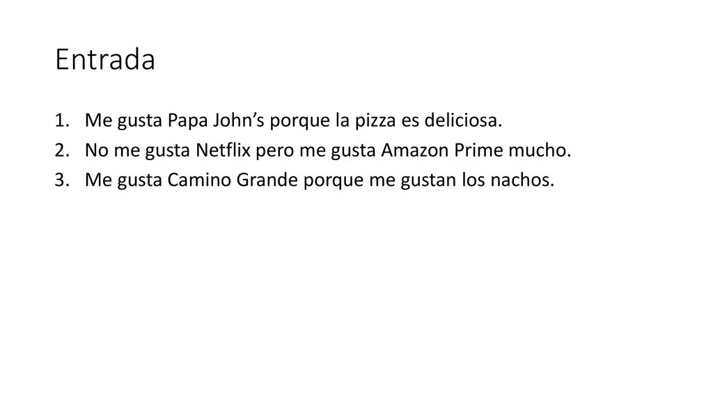 Entrada Me gusta Papa John’s porque la pizza es deliciosa.