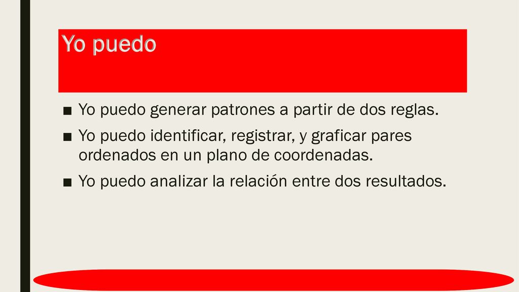 Yo puedo Yo puedo generar patrones a partir de dos reglas.