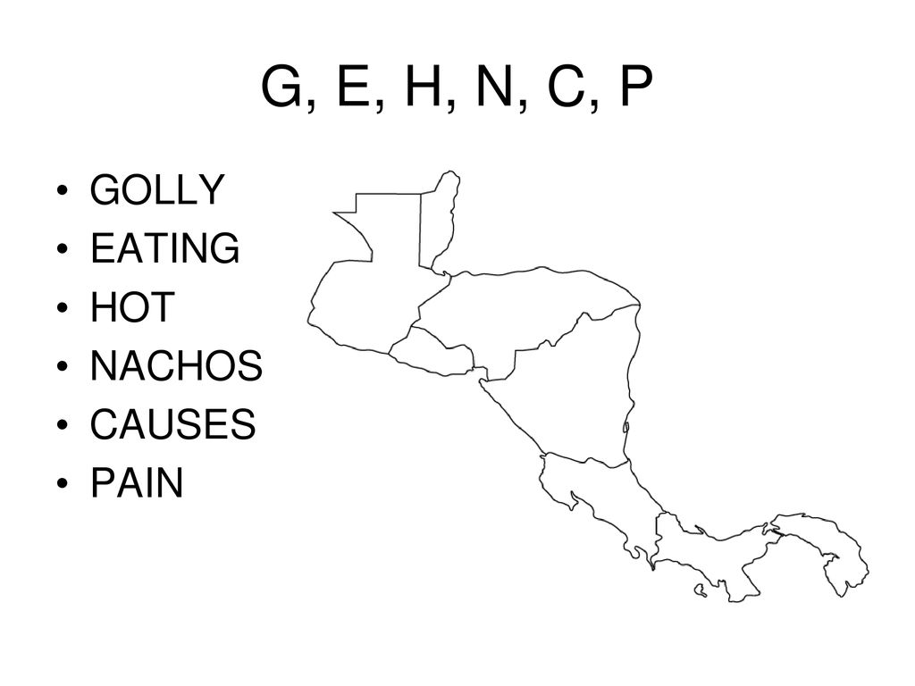 G, E, H, N, C, P GOLLY EATING HOT NACHOS CAUSES PAIN