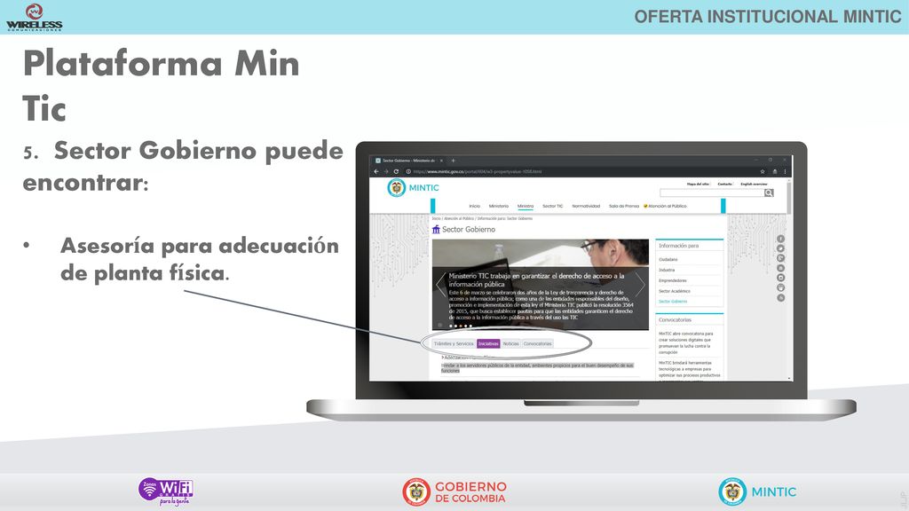 Plataforma Min Tic 5. Sector Gobierno puede encontrar: