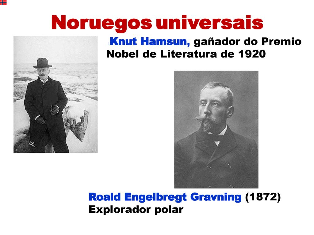 Noruegos universais Knut Hamsun, gañador do Premio Nobel de Literatura de Roald Engelbregt Gravning (1872)