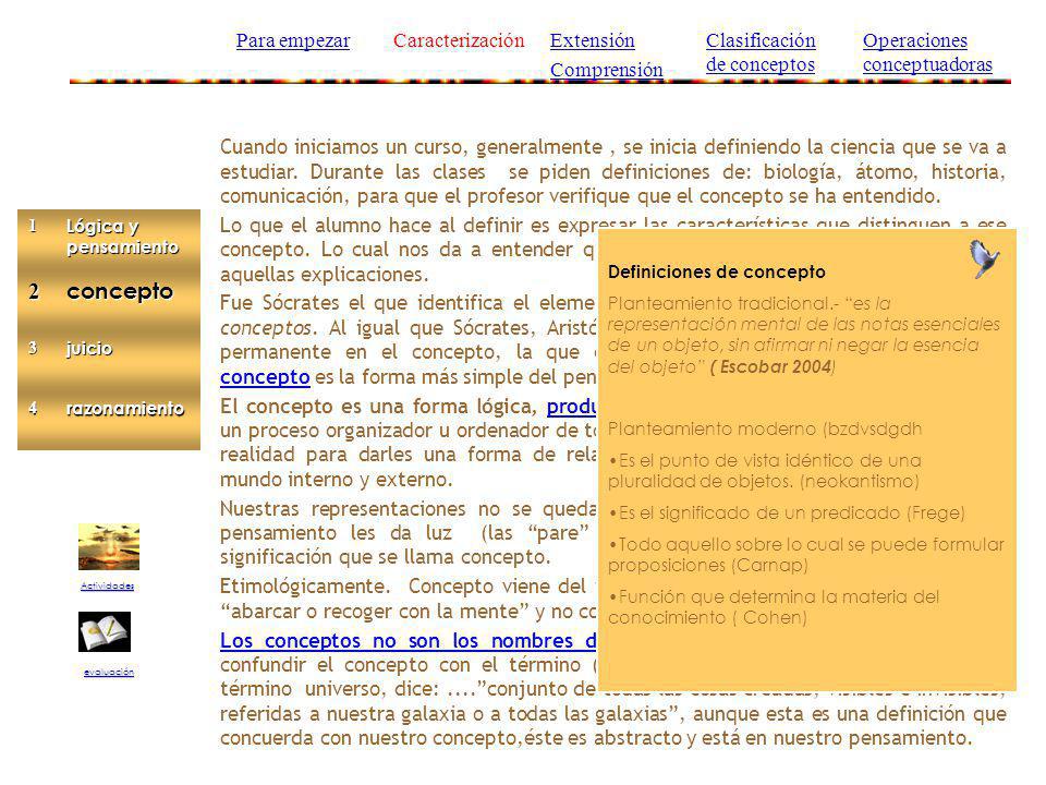 2 concepto Para empezar Caracterización Extensión Comprensión