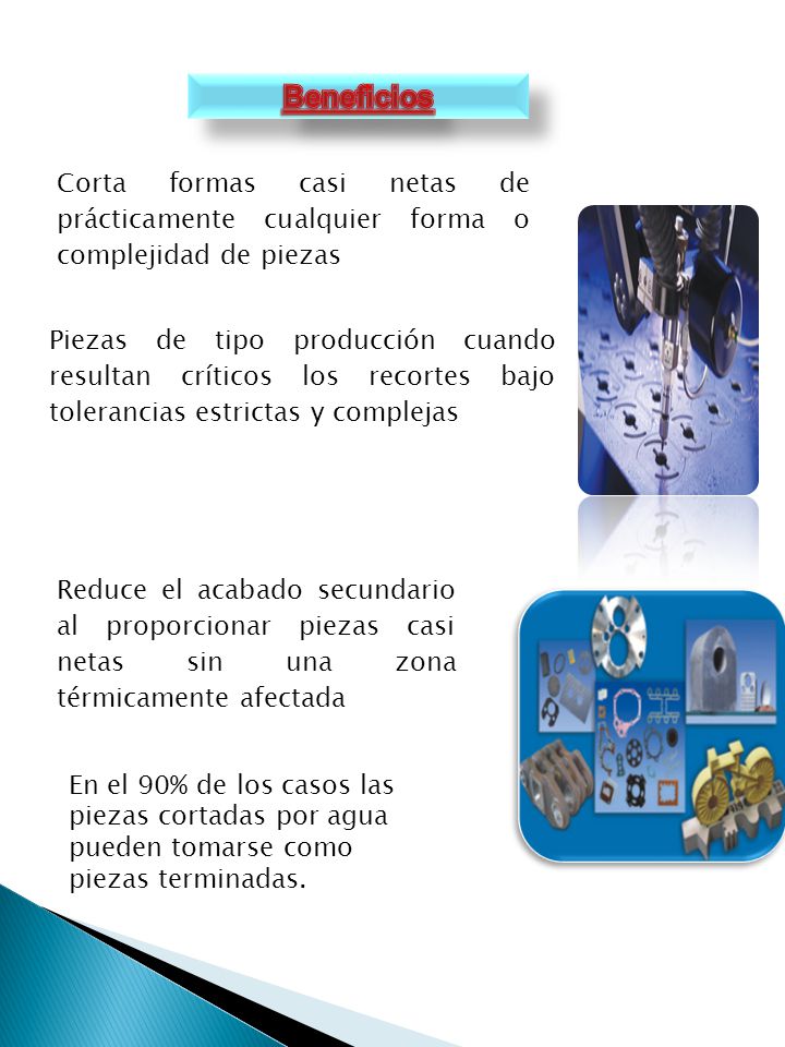 Beneficios Corta formas casi netas de prácticamente cualquier forma o complejidad de piezas.