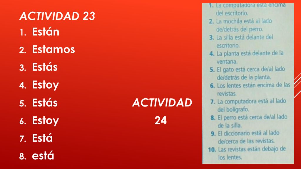 Actividad 23 Están Estamos Estás Estoy Estás ACTIVIDAD Estoy 24 Está