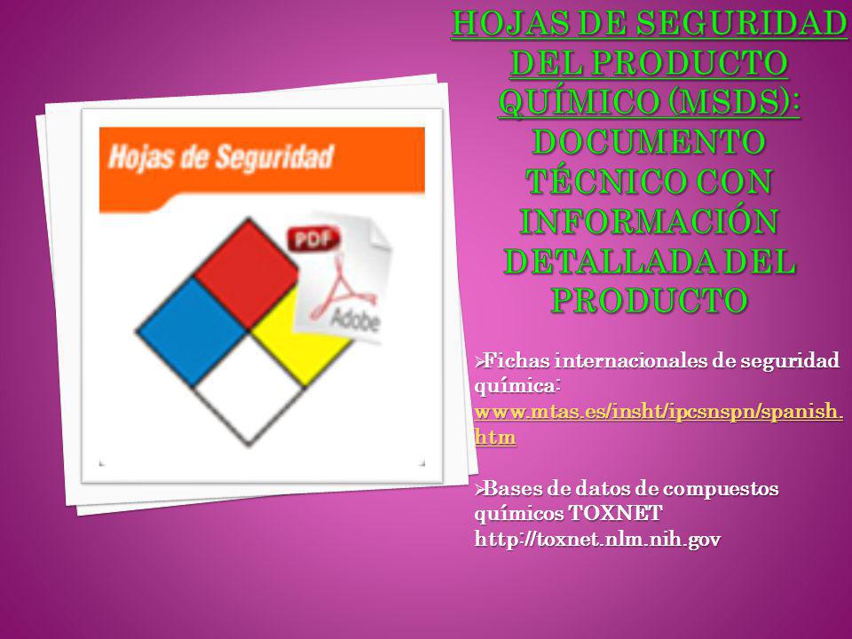 Hojas de seguridad del Producto químico (mSDS): documento técnico con información detallada del producto
