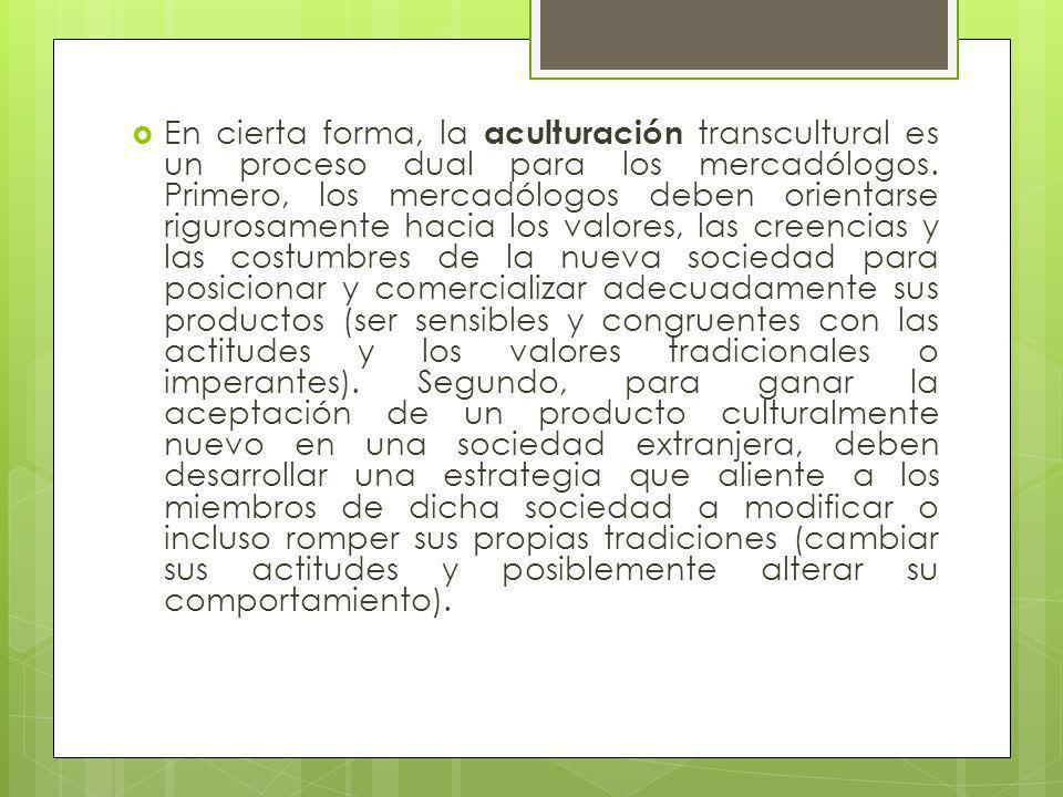 En cierta forma, la aculturación transcultural es un proceso dual para los mercadólogos.