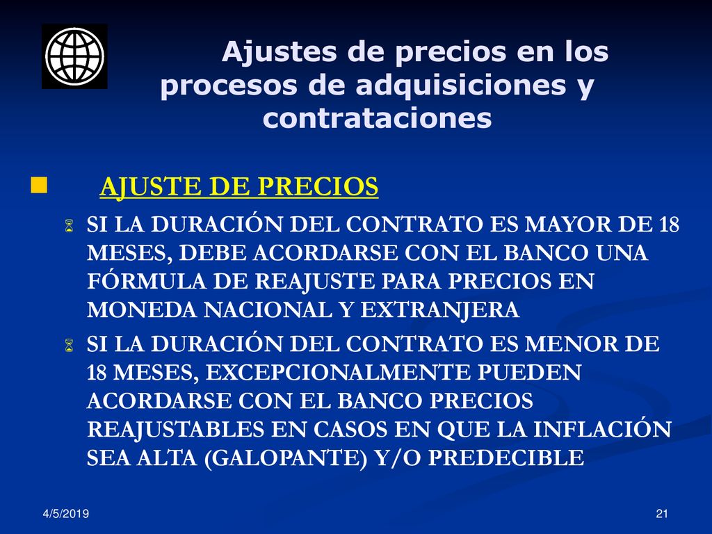 Ajustes de precios en los procesos de adquisiciones y contrataciones