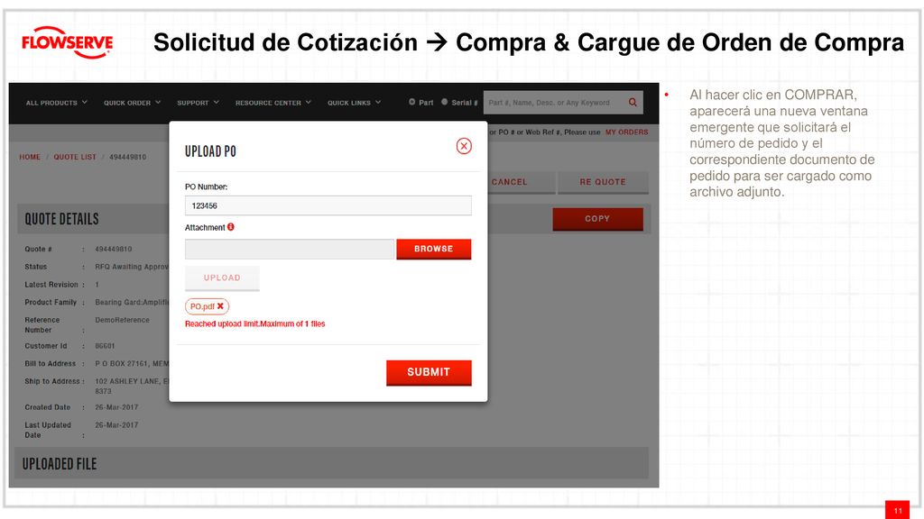 Solicitud de Cotización  Compra & Cargue de Orden de Compra