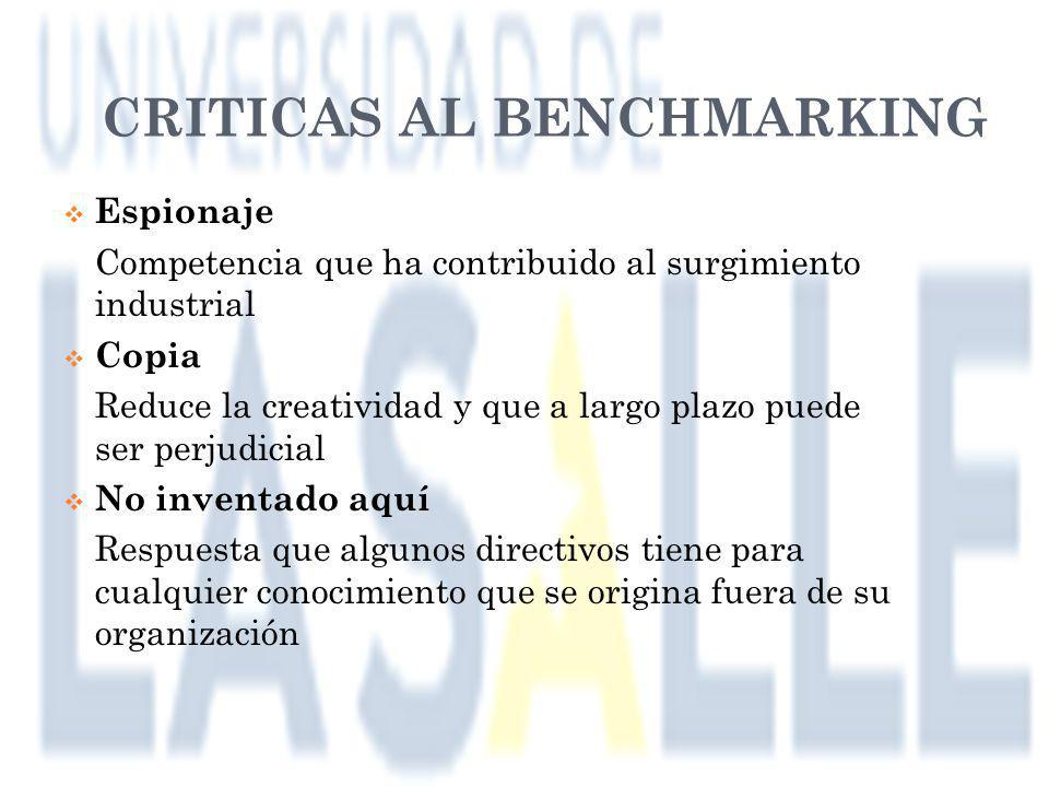 CRITICAS AL BENCHMARKING