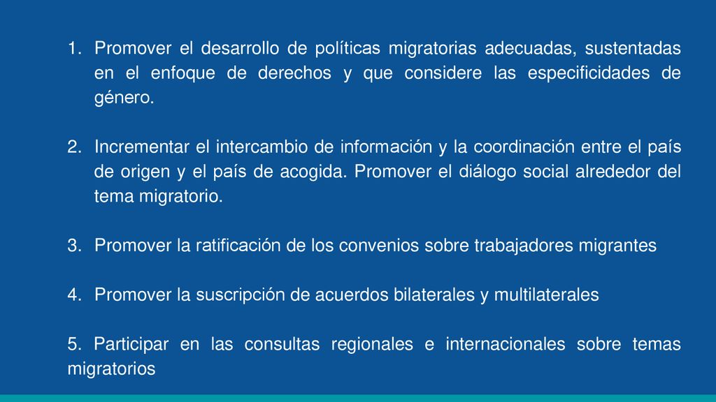 Promover la ratificación de los convenios sobre trabajadores migrantes
