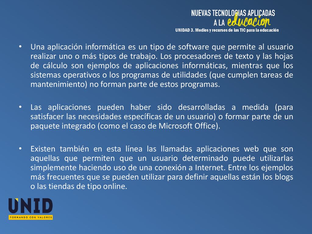 UNIDAD 3. Medios y recursos de las TIC para la educación