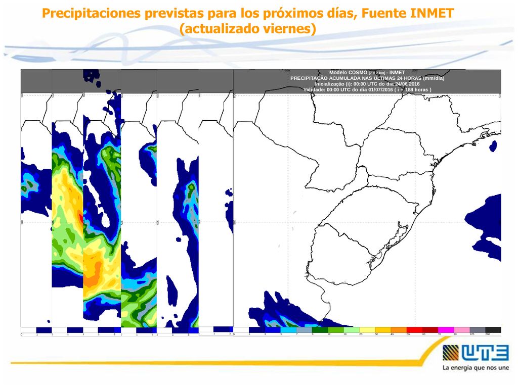 Precipitaciones previstas para los próximos días, Fuente INMET (actualizado viernes)