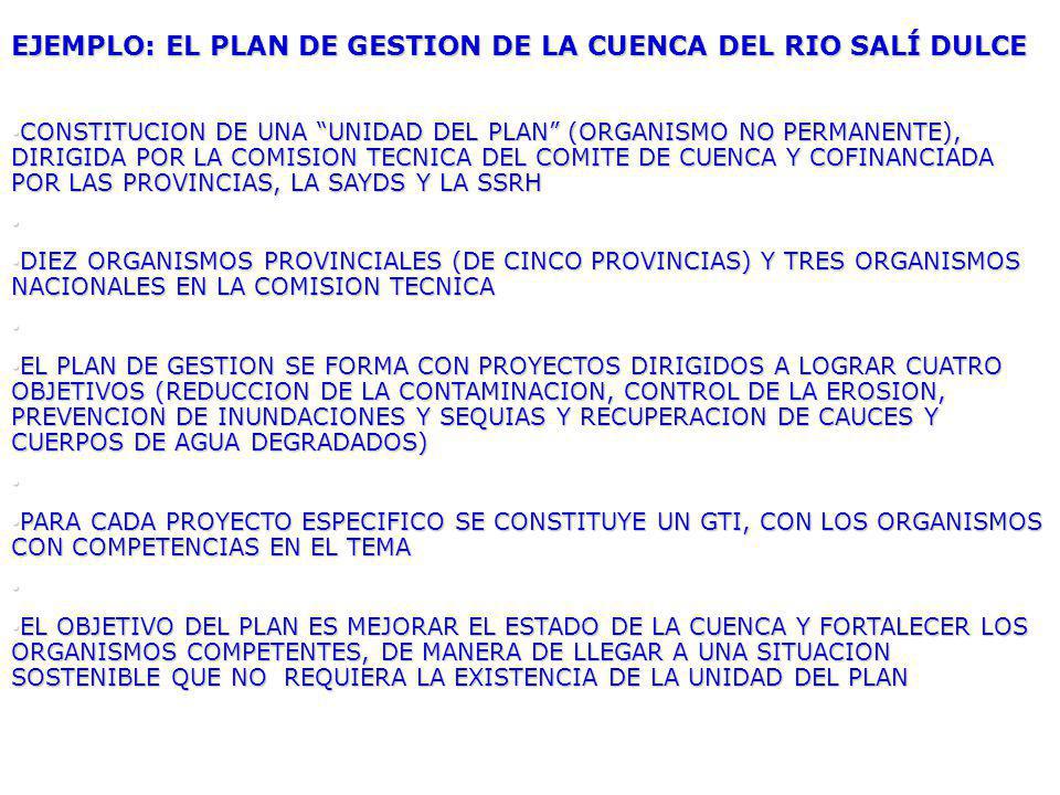 EJEMPLO: EL PLAN DE GESTION DE LA CUENCA DEL RIO SALÍ DULCE