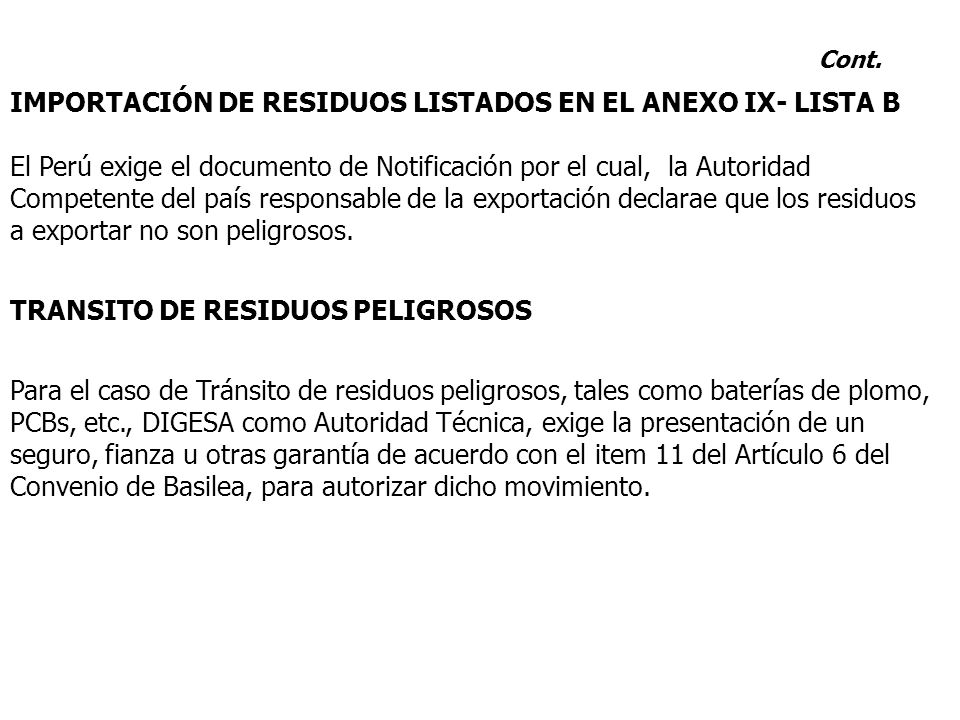 IMPORTACIÓN DE RESIDUOS LISTADOS EN EL ANEXO IX- LISTA B