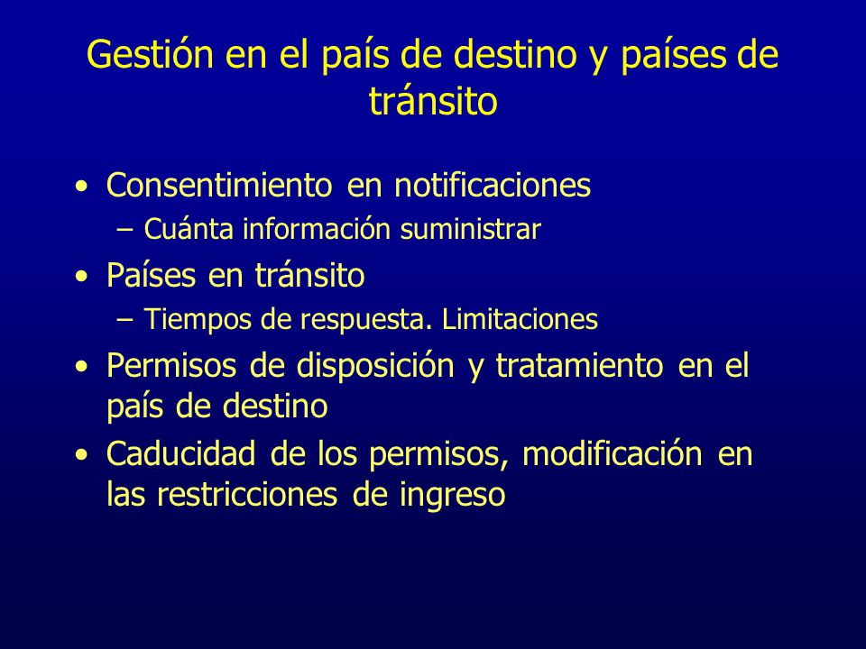Gestión en el país de destino y países de tránsito